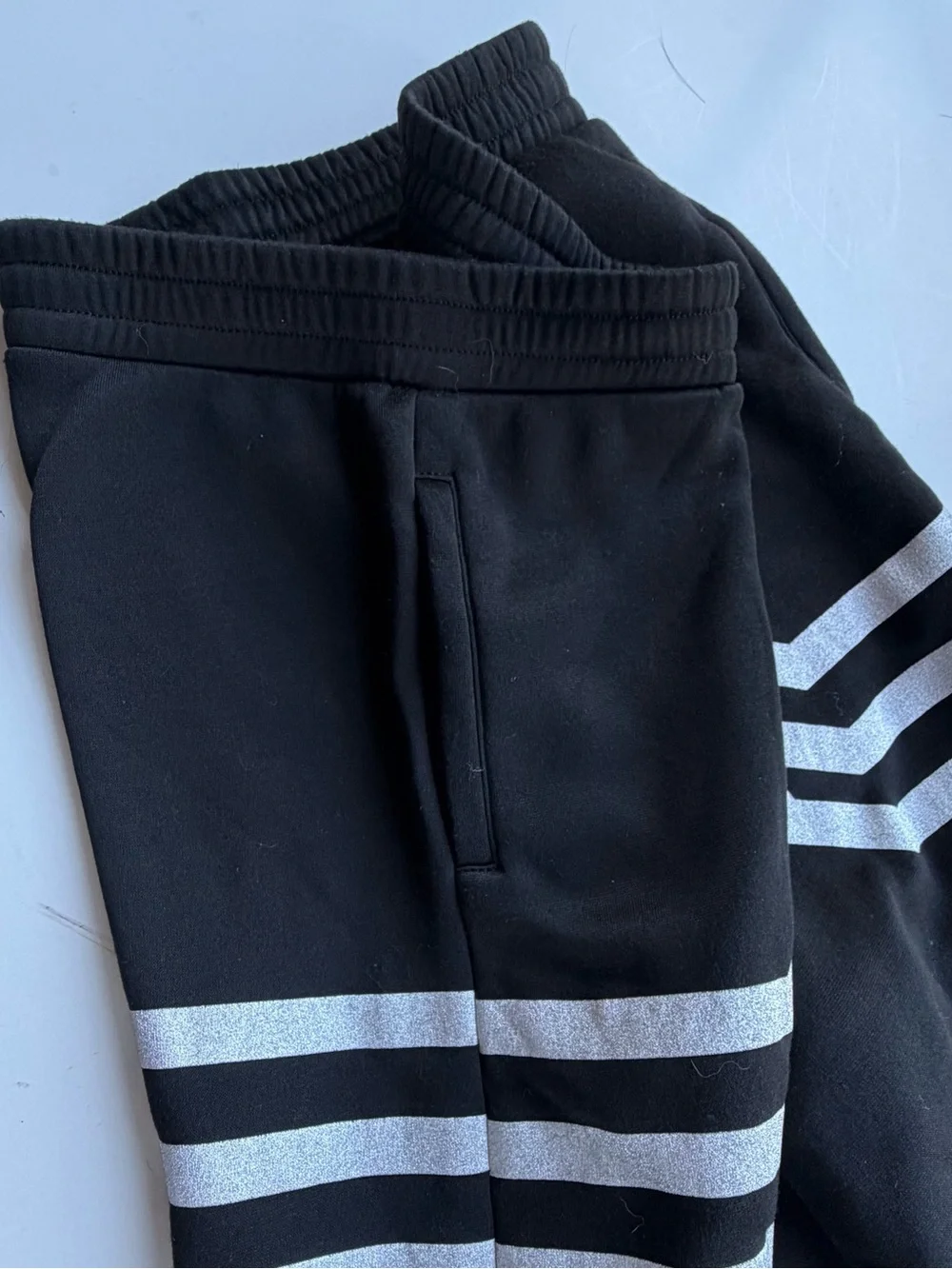 Y2K Black Wide-Leg Sweatpants Graphic Stripe Detail Mens Size XL